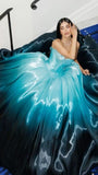 Exquisite Ball Gown Draped Party Dresses Strapless Zipper Back Floor Length Prom Gowns HZ0311