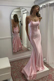 Cute Mermaid Scoop Neck Satin Long Prom Dress For Women HZ0311