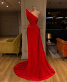 Modest Mermaid Strapless Red Prom Dresses With Pleated Inspiration Long Party Night Evening Dress 18th Birthday Outfits HZ0311