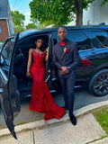 Sparkly Mermaid Strapless Red Sequin With Pleated Beads Long Prom Dresses Formal Gown Inspo Evening Outfit HZ0311
