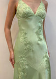 Pretty Mermaid V Neckline Green Satin Backless Evening Dress Prom Dresses With Beads HZ0311