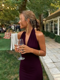 Simple Halter A Line Blue Long Prom Dresses For Women HZ0311
