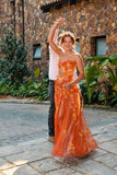 Stunning A Line Sweetheart Orange Tulle With Split Prom Dresses Inspiration Unique Party Formal Graduation Dress HZ0311