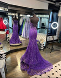 Women Sexy Elegant Sequin Spaghetti Strap Grape Backless Prom Dress Aesthetic For Teens Formal Dresses Party Outfits Prom Gown HZ0311