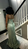 Charming Mermaid Sweetheart Sage Green Sequin For Black Girls People Long Prom Dresses Inspiration Evening Gowns Formal Party Dress HZ0311