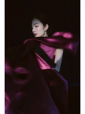 Simple A Line Strapless Grape Satin Long Prom Dresses Impress 18th Birthday Outfits Prom Gown HZ0311