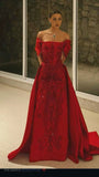 Shinning A Line Off The Shoulder Red Satin With Sequins For Women Party Dresses Long Formal Prom Dresses 22th Birthday Gown HZ0311