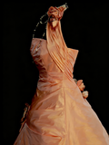 Charming Ball Gown One Shoulder Orange Sweet 16 Dresses Quinceanera Dress Taffeta With 3D Flowers Long 15 Vestidos De Fiesta HZ0311