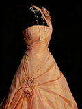 Charming Ball Gown One Shoulder Orange Sweet 16 Dresses Quinceanera Dress Taffeta With 3D Flowers Long 15 Vestidos De Fiesta HZ0311