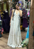 New Arrival Prom Dress White V-neck Pleated Evening Dress Long Cocktail Outfits Gala Gown HZ0427