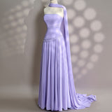 Elegant A line Strapless Lilac Evening Dress Women Party Long Formal Dress Prom Dress 16 Birthday Party Dress Women Ladies Dresses HZ0311