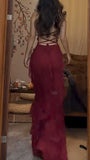Sexy Spaghetti Strap Sleeveless Mermaid Chiffon Evening Prom Dresses Online HZ0311
