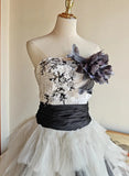 90s Retro Prom Dress Strapless Pleated Tulle Homecoming Dress Evening Dress Birthday Party Outfits HZ0427