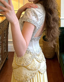 Gorgeous Prom Dress A Line Square Neck Beading Pleated Gala Gown Evening Dress Birthday Party Outfits HZ0427