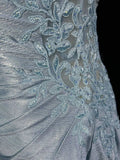 Elegant Blue Spaghetti Strap Prom Gown Pleated Sweetheart Neckline Sexy Backless Fishtail Celebrity Banquet Evening Dress HZ0311