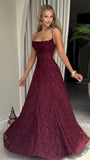 Spaghetti Strap Sheath Wedding Guest Dresses, Lace Rust Red Prom Formal Dresses HZ0311