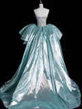 Modest Sheath Sweetheart Sleeveless Tulle Floral Long Prom Dress Mint Green For Women Girls Evening Dresses HZ0311