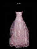 Vintage Ball Gown Strapless Light Pink 1980s College Formal Outfit Prom Graduation Dresses For Teens HZ0311