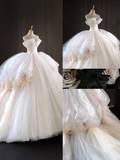 Princess Women's Wedding Dress With Lace for Bride Strapless Brides Dress Ball Gowns HZ0311