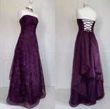 Cute A line Strapless Grape Lace Backless Prom Dresses Party Dress 21st Birthday Outfits Graduation Dress HZ0311