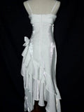 White Vintage Floral Mermaid Wedding Dress Asymmetrical Hem Prom Gown HZ0311