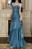 Elegant And Chic Asymmetrical Ruffle Cami Dresses Fashion Women Plain Party Prom Evening Modest Birthday Wedding Guest Dress HZ0311