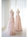 Cute A line Halter Floral Tulle Pink Long Prom Dresses Impress 19th Birthday Outfits Prom Gown HZ0311