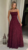Spaghetti Strap Sheath Wedding Guest Dresses, Lace Rust Red Prom Formal Dresses HZ0311