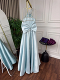 Elegant Baby Blue With Beaded Neck Mermaid Prom Dresses Evening Dress For Women HZ0311