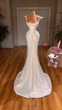 Modest Mermaid Sweetheart Pearls White Prom Dresses With Beads Gem Lilac Evening Party Formal Gown 20th Birthday Outfits HZ0311