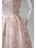 Cute A line Halter Floral Tulle Pink Long Prom Dresses Impress 19th Birthday Outfits Prom Gown HZ0311
