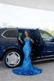 Dazzling Strapless White Sequin Mermaid Prom Dresses Column Long With Beads HZ0311
