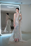 Vintage Mermaid Scoop Neck With Bow-knot Sequin Prom Dresses For Teens Formal Dress Party Outfits Prom Gowns HZ0311