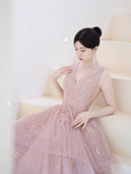 Modest Ball Gown Strapless Chocolate Tulle Beaded Prom Dresses Long Party Dress Evening Dresses HZ0311