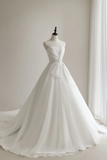 Simple Women¡¯s A Line Strapless Bridal Wedding Dresses With Pleated Floor Length Chiffon Brides Gown for Bride HZ0311