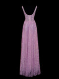 Affordable Sequin 1950s Formal A Line Square Neck Pink Pleated With Beaded Style Impress Long Prom Dresses Party Formal Gowns HZ0311