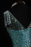 Vintage Prom Dresses 90s Formal Mermaid Scoop Neck Blue Tulle Long Party Gowns Prom Dresses HZ0311