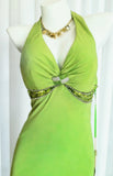 Unique Sheath Halter Green 90s With Beaded Bodice For Women Long Prom Dress 20th Birthday Gowns HZ0311