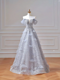 Modest Prom Dresses Aesthetic Ball Gown Strapless Light Sky Blue Sequin Corset Fitted Impress Long Party Formal Gown For Teens High Schools Girls HZ0311