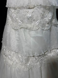 Timeless Women's A Line Strapless Sleeveless White Lace Tiered Long Vintage Fitted 1920s Wedding Dresses HZ0311