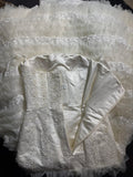 Elegant Mermaid Strapless Sleeveless White Lace Tiered Long Vintage Fitted 1920s Wedding Dresses HZ0311