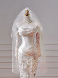Timeless Wedding Dresses Sheath Strapless Satin Drop Waist Pleated Bow-knot Dress Style For Brides With Pleated Fitted Long Bridal Gowns HZ0311