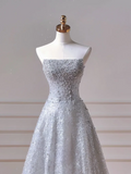 Modest Prom Dresses Aesthetic Ball Gown Strapless Blue Sequin With Scarf Impress Long Party Formal Gown For Teens High Schools Girls HZ0311