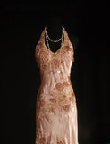 Women's Cocktail Party Gowns Mermaid Halter Blush Pink Satin Long Graduation Dinner Outfits Prom Dresses HZ0311