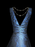 Classic A line V Neck Satin Floral Sleeveless Long Prom Dresses High School Senior Graduation Dance Evening Outfits HZ0311