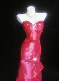 Retro Classy Mermaid Sweetheart Red Satin Sleeveless For Women Long Prom Dresses Senior High School 21st Birthday Outfits HZ0311