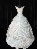Vintage Long Wedding Gowns 1960s Dresses Ball Gown V Neck Style for Bride Tiered With Pleated Lace Train White Bridal Gown HZ0311