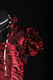 Women's Cocktail Party Gowns 90s Mermaid Square Neck Red Taffeta With Pleated Long Graduation Dinner Outfits Prom Dresses HZ0311