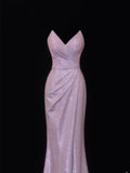 Modest Prom Dress Aesthetic Mermaid Sweetheart Lilac Sequin Style Impress With Pleated Long Party Formal Gown HZ0311