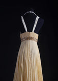Women's Cocktail Party Gowns 80s A line V Neck Chiffon Pleated With Beads Long Graduation Dinner Outfits Prom Dresses HZ0311